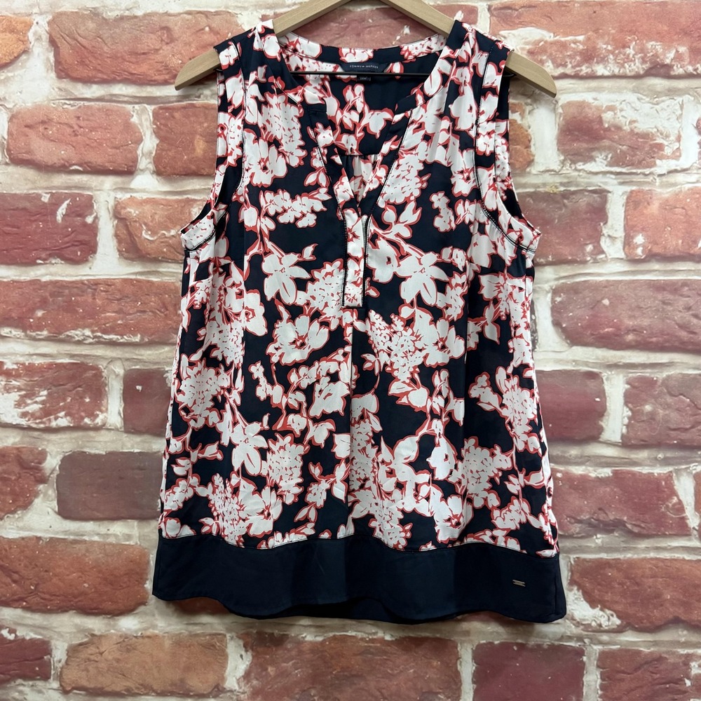 Tommy Hilfiger Top Women's L Multicolor Garden Floral Abstract Casual Shirt